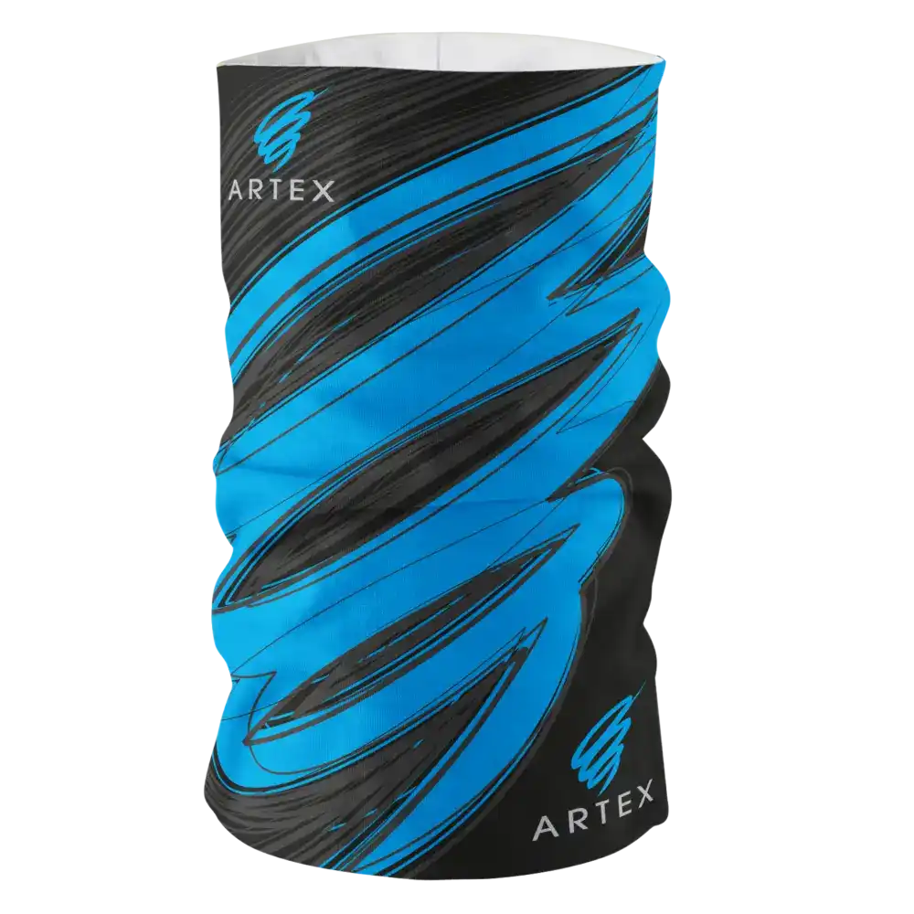 Ohut ja kevyt Premium Light -putkihuivi kirkkaalla, kustomoidulla logolla ja kuviolla.