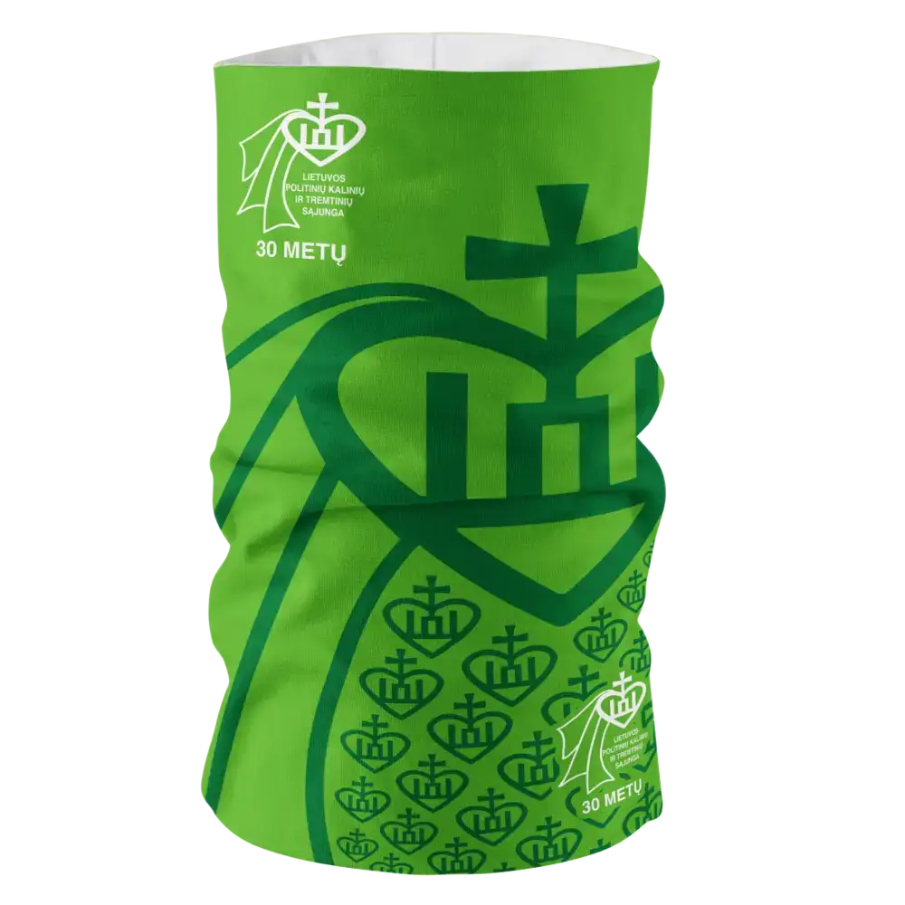 Vihreä Premium Light -tuubihuivi omalla näyttävällä design-painatuksella