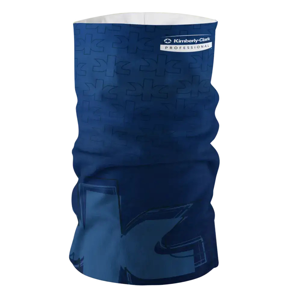 Esimerkki ZigiZagin Premium Light -tuubihuivista: liukuvärjätty tausta omalla painatuksella.