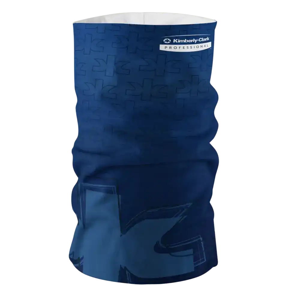 Esimerkki ZigiZagin Premium Light -tuubihuivista: liukuvärjätty tausta omalla painatuksella.