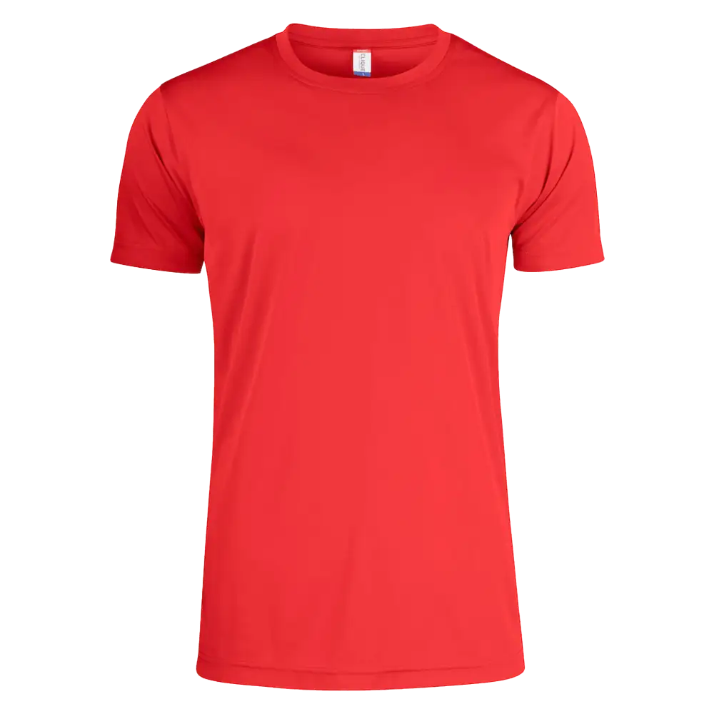 Clique Basic Active-T miesten punainen tekninen t-paita – yrityspaita painatuksella