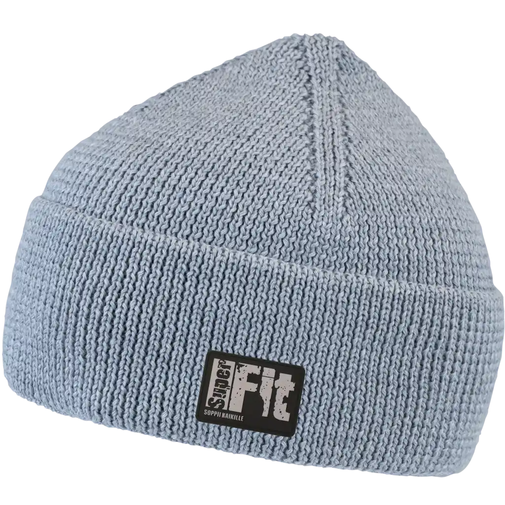 Saana harmaa paksu 100% Merinovillapipo omalla logolla - Logo tehty kangasmerkillä.