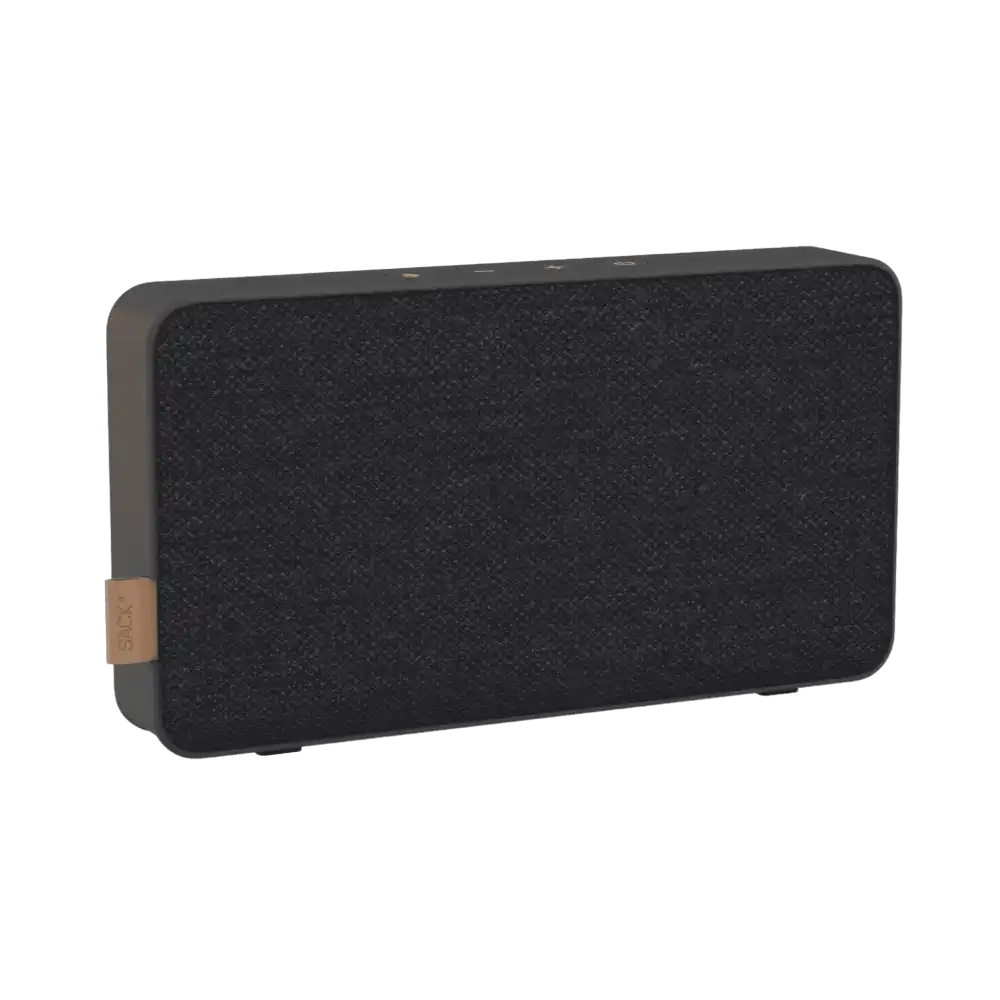 Hiilenmusta SACKit Move 50 Care -kaiutin edestĂ€ â moderni henkilöstön joululahja