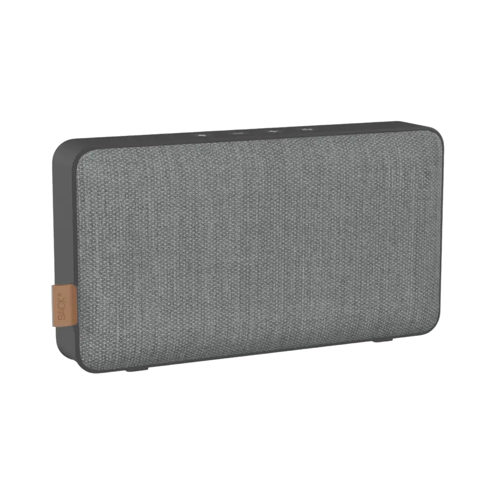 SACKit Move 50 Care -kaiutin chrome yksityiskohdilla edestä – vastuullinen design-lahja