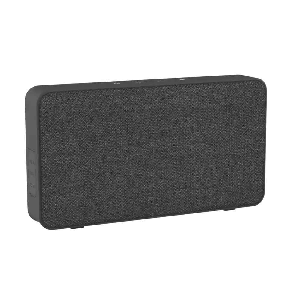 Teräksenharmaa SACKit Move 50 Care -kaiutin edestä – tyylikäs premium-yrityslahja