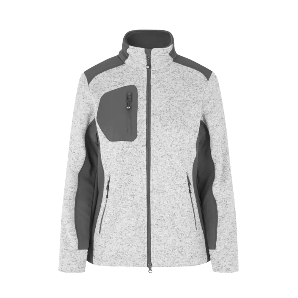 ID® Cardigan Knit Fleece 0851 omalla logolla – Anthracite melange – edestä