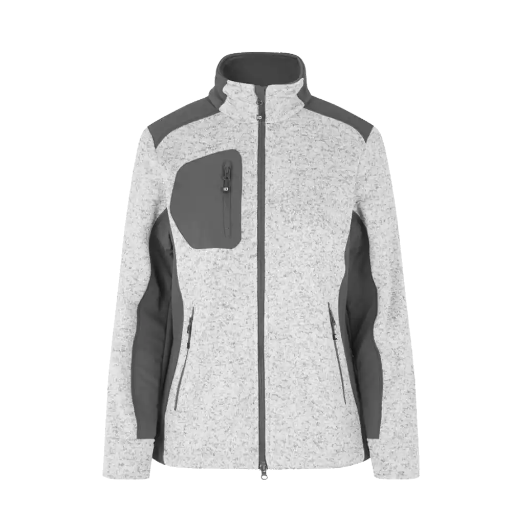 ID® Cardigan Knit Fleece 0851 omalla logolla – Anthracite melange – edestä