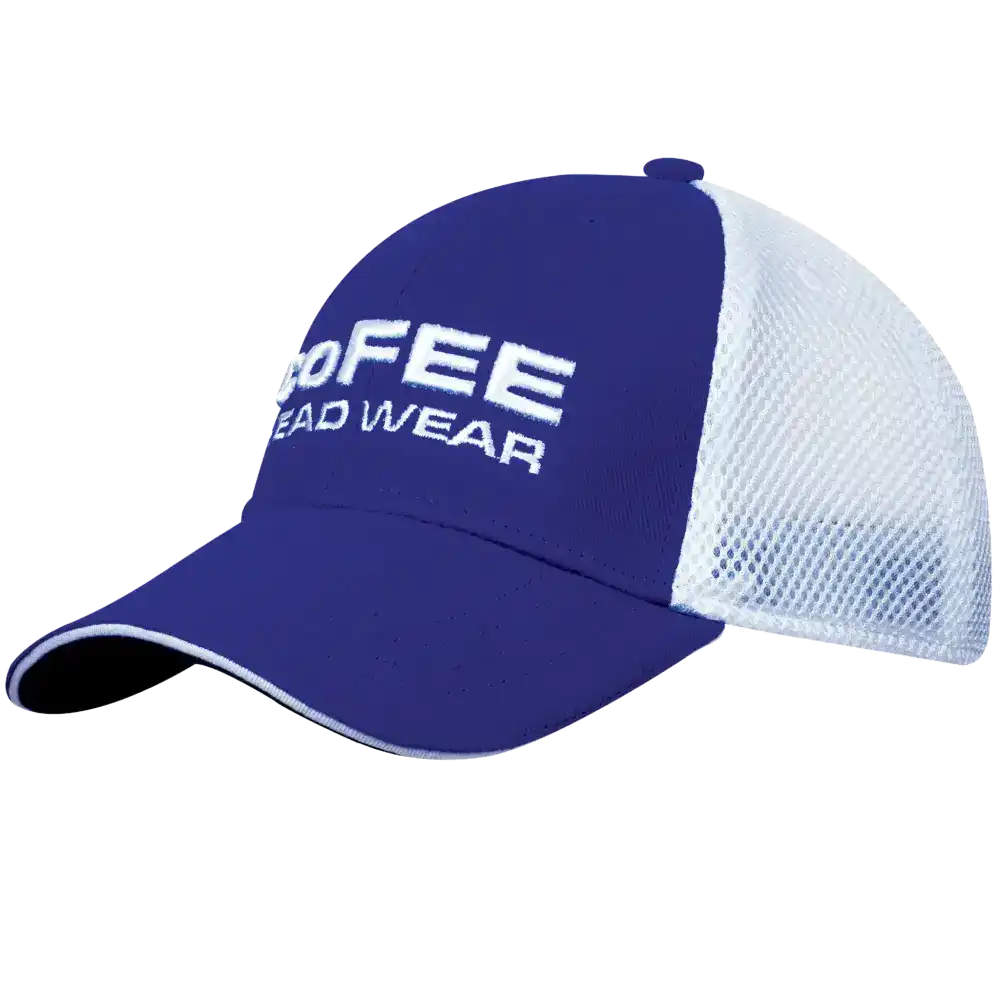 New Meshfit fitted trucker brodeerattu omalla logolla, väri Royal sininen