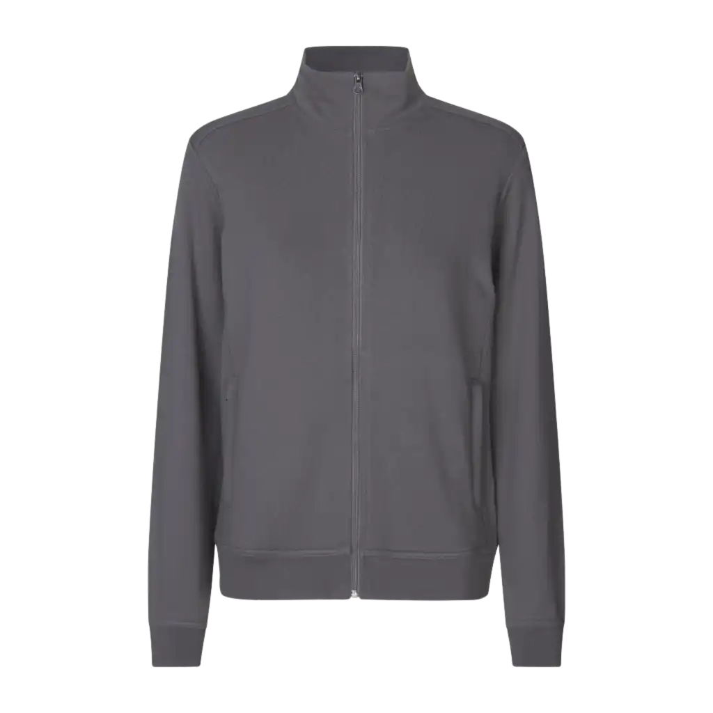 PRO Wear CARE cardigan college takki naiset-ID_Silver grey-harmaa-huppari omalla logolla-hoito työ-hoiva-työ vaate-ZigiZagi