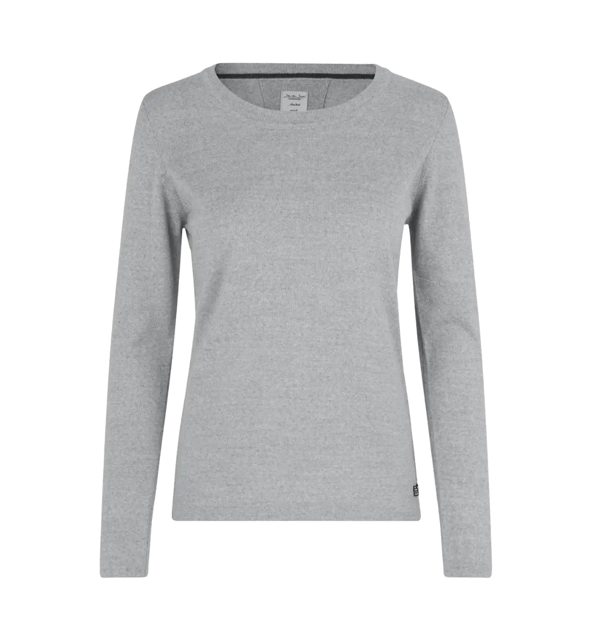 SEVEN SEAS The Knit S640 naisten pyöreäpääntieinen merinovillasekoiteneule, vaaleanharmaa meleerattu, edestä