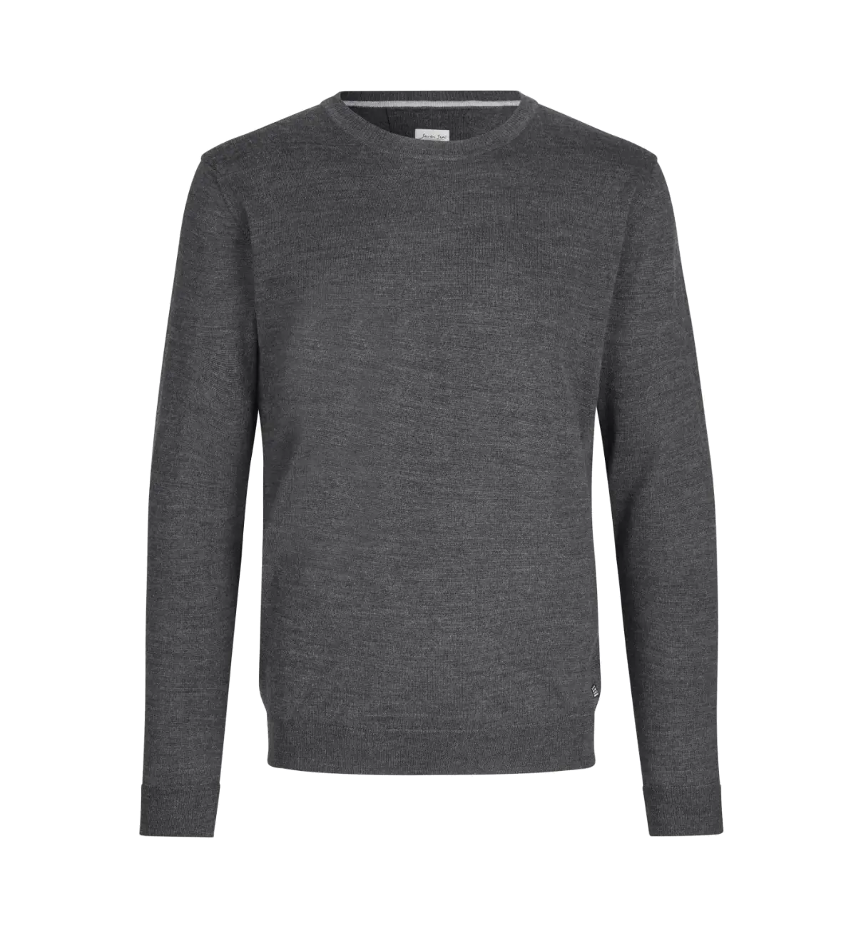 SEVEN SEAS The Knit S650 miesten pyöreäpääntieinen merinovillasekoiteneule, tummanharmaa meleerattu, edestä