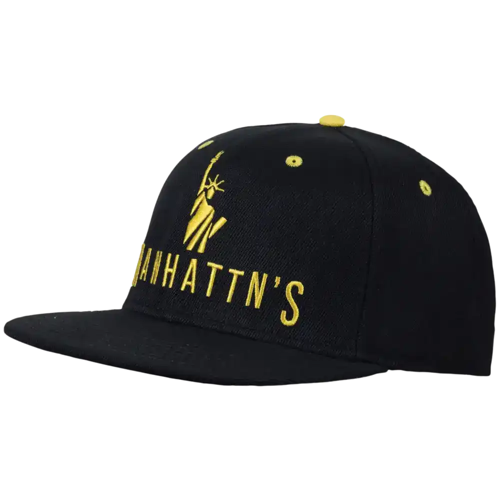 Suunnittele oma snapback: esimerkki snapback musta keltaisella 2D-brodeerauksella