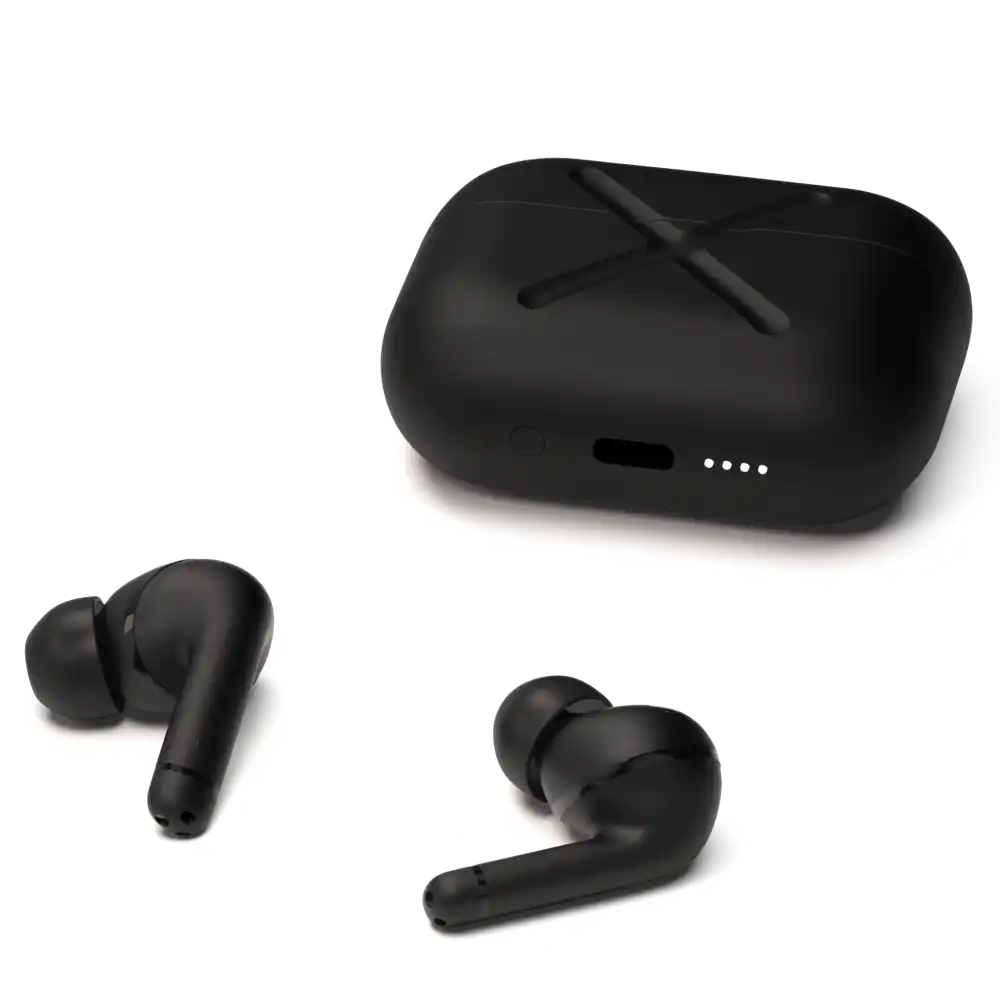 SACKit Active 200 langattomat kuulokkeet ja suljettu latauskotelo virtavalon palaessa - tyylikäs yrityslahja