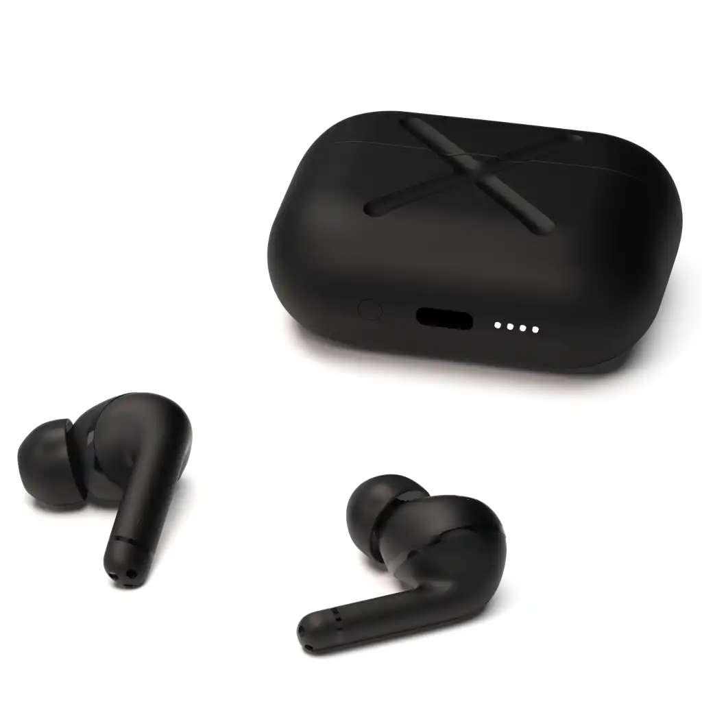 SACKit Active 200 langattomat kuulokkeet ja suljettu latauskotelo virtavalon palaessa - tyylikäs yrityslahja