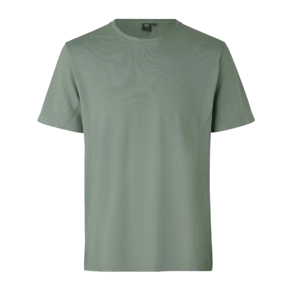 ID® T-shirt Lyocell 0528 Dusty Green – ekologinen ja hengittävä miesten T-paita logolla, TENCEL™ Lyocell ja 60 °C pesun kestävyys