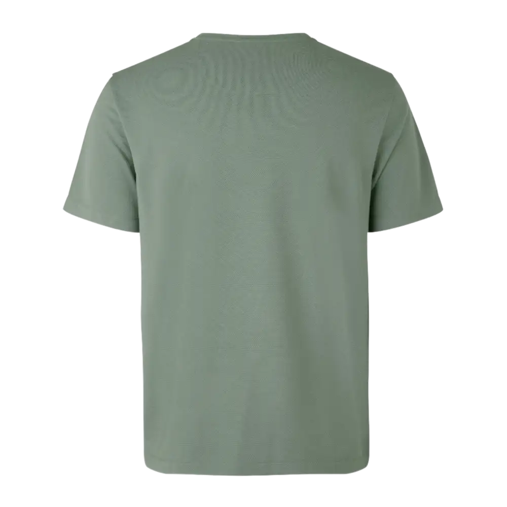 ID® T-shirt Lyocell 0528 Dusty Green – ekologinen ja hengittävä miesten T-paita logolla, TENCEL™ Lyocell ja 60 °C pesun kestävyys takaa