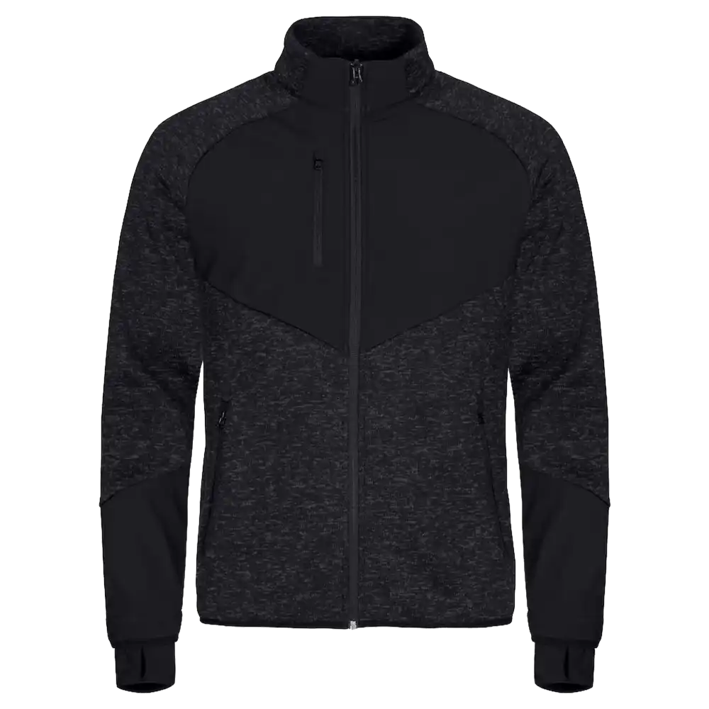 Takki omalla painatuksella - CLIQUE - HAINES NEULOTTU FLEECETAKKI Musta -ZigiZagi