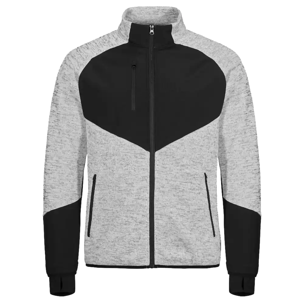 Takki omalla painatuksella - CLIQUE - HAINES NEULOTTU FLEECETAKKI Tuhka -ZigiZagi