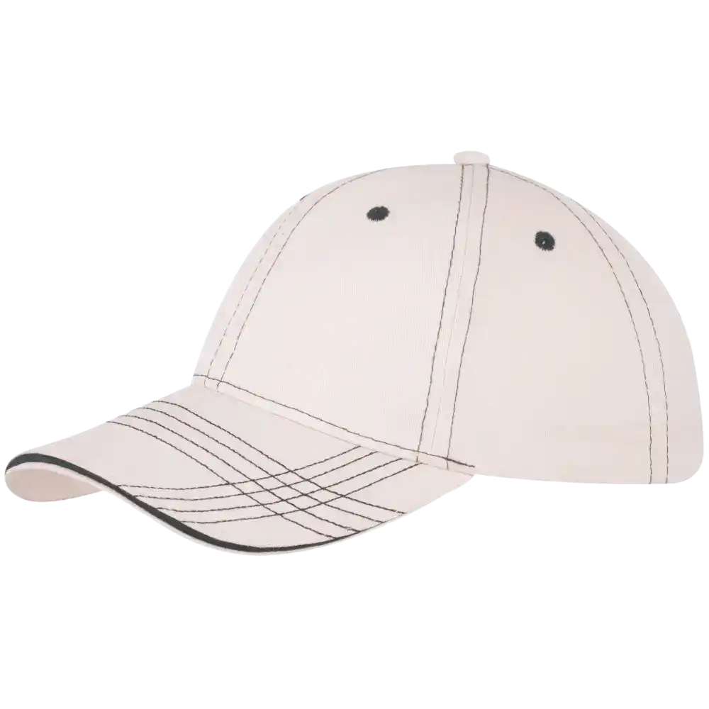 Trendy kontrasti lippis omalla logolla, väri Luonnonvalkoinen