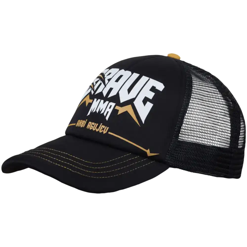 Kustomoitu trucker-lippis printillä ja mesh-verkolla