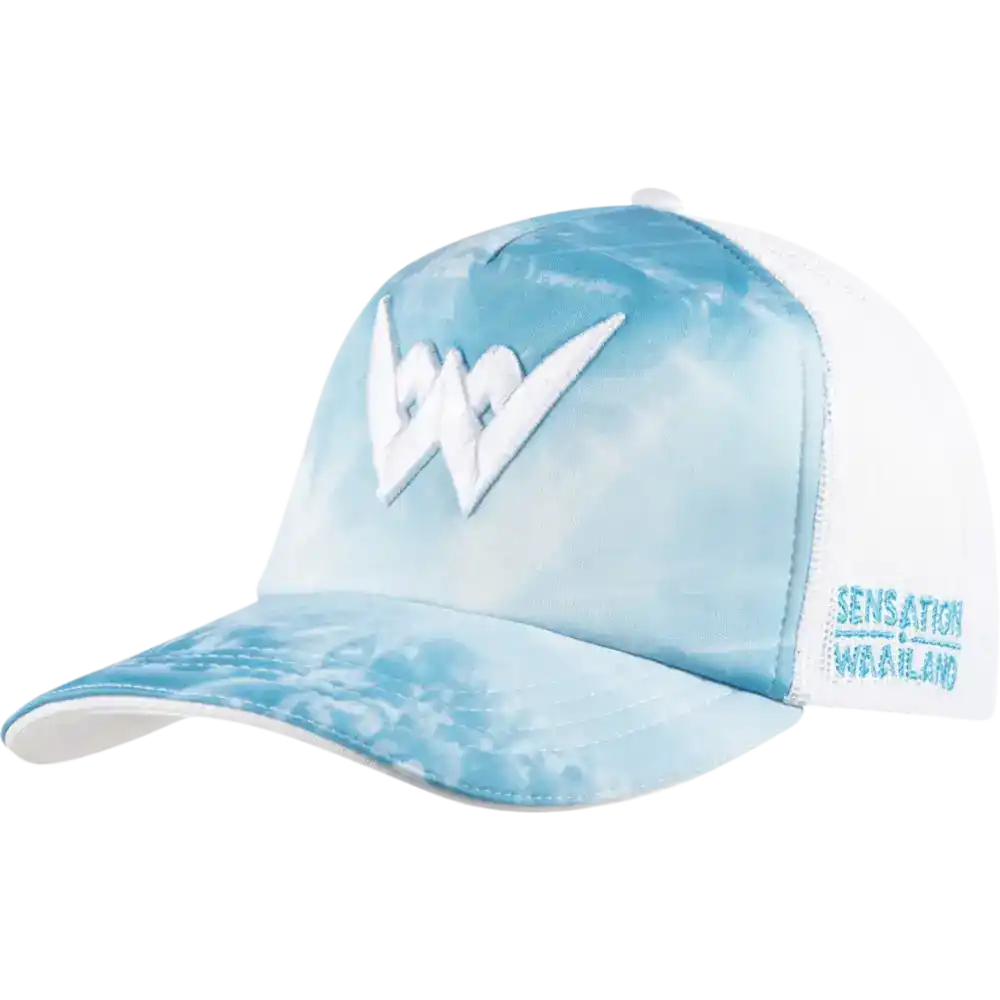 Kustomoitu trucker-lippis sublimaatioprintillä ja useilla brodeerauksilla