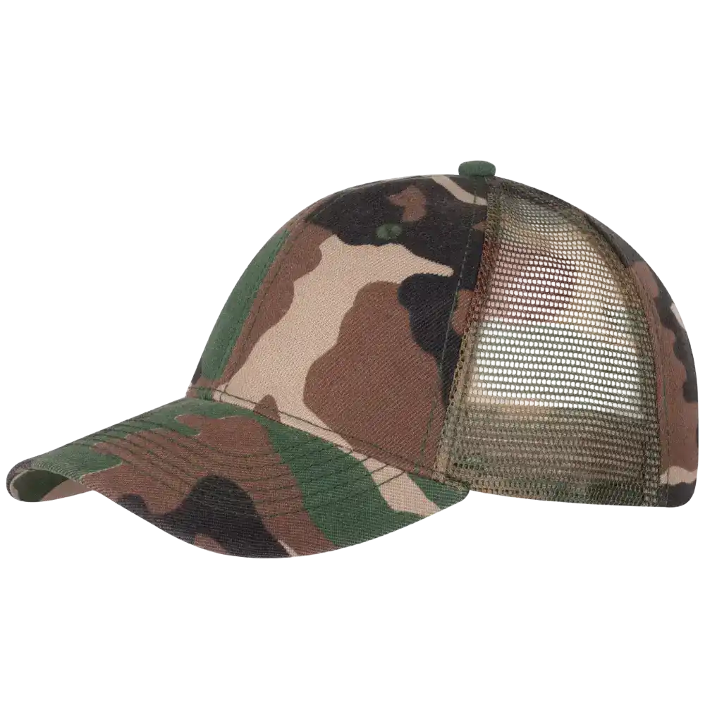 Camo trucker lippis omalla logolla, kuosi Bottle Camo