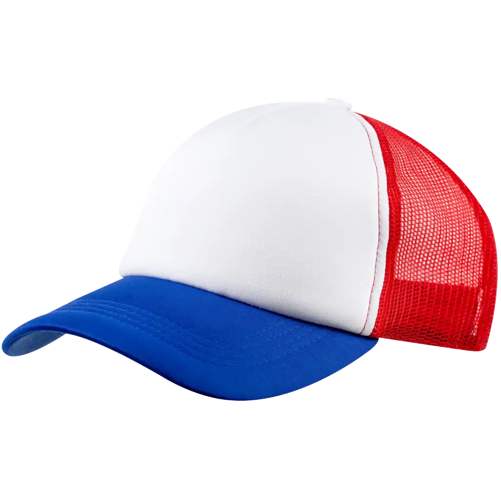 Trucker lippis valkoinen/royal punainen mesh omalla logolla-ZigiZagi