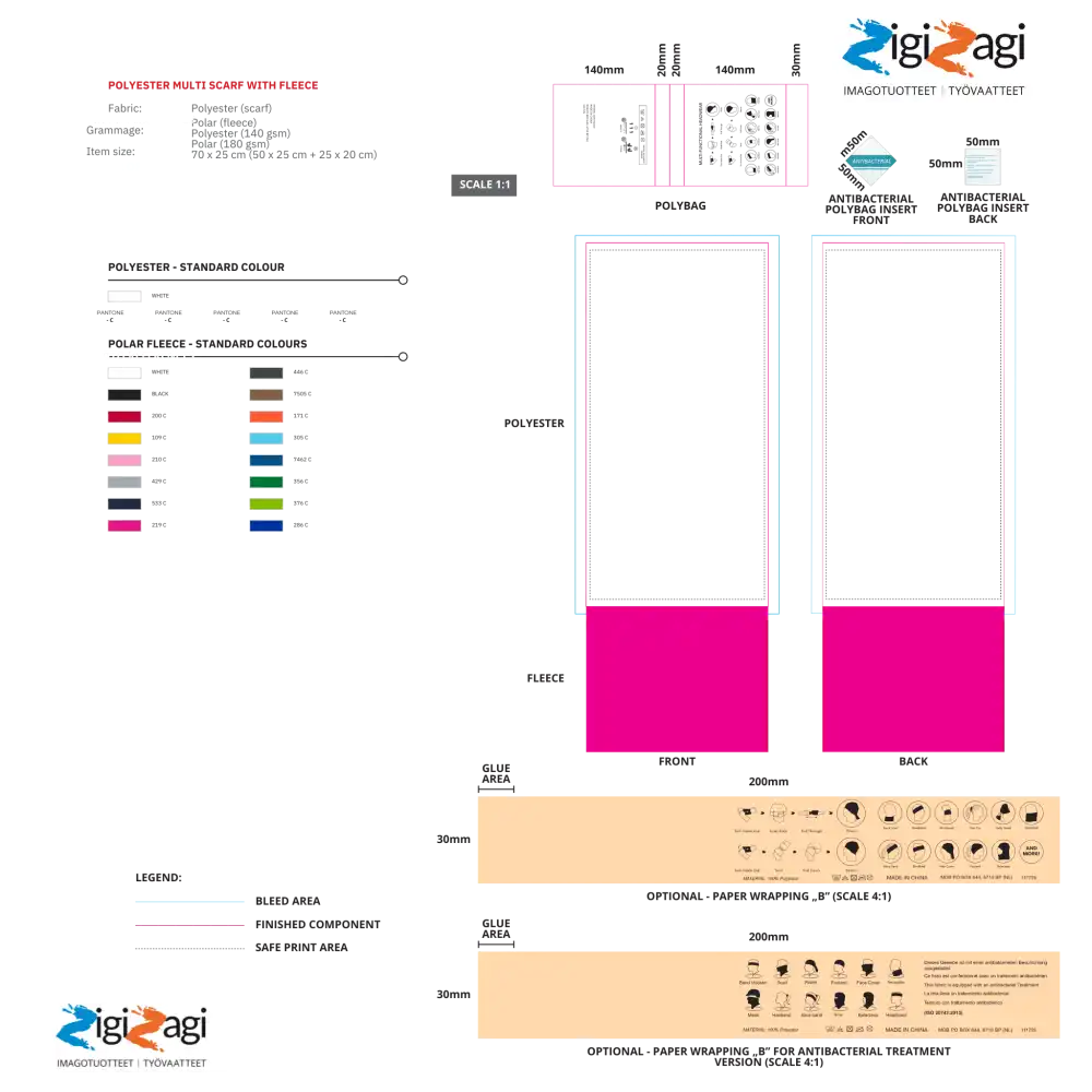 Tuubihuivi polar fleece omalla kuosilla - ULKOILU JA VAPAA-AIKA