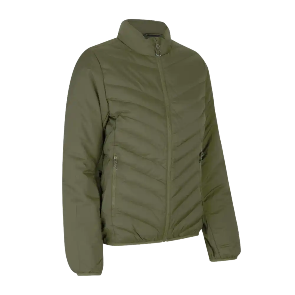 Oliivi Padded Jacket Stretch miehille omalla logolla – edestä (ID® 0896)