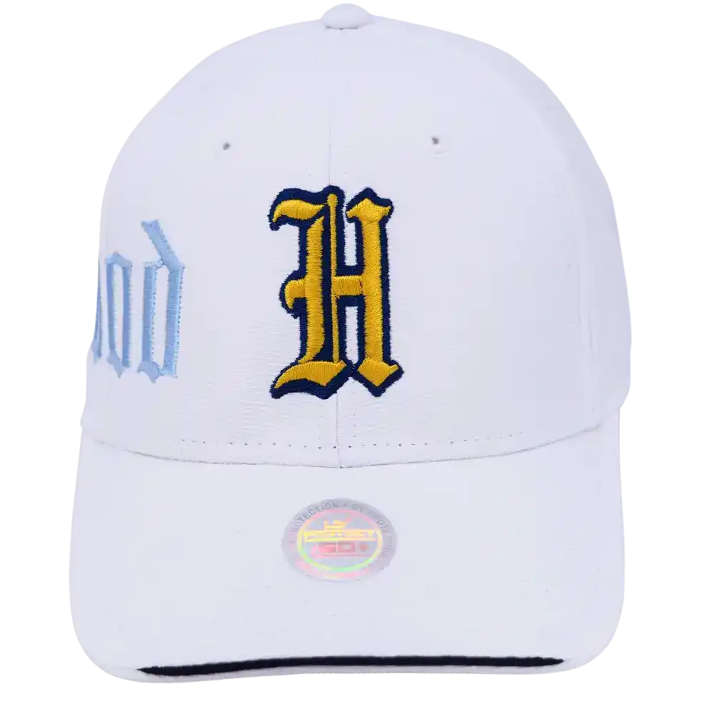 Esimerkki brodeerauksesta UV-suojalippiksessä.