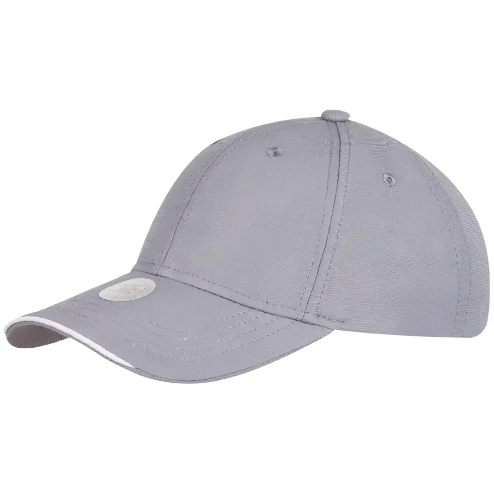 Harmaa U.V. Protection lippis omalla logolla tai tekstillä.