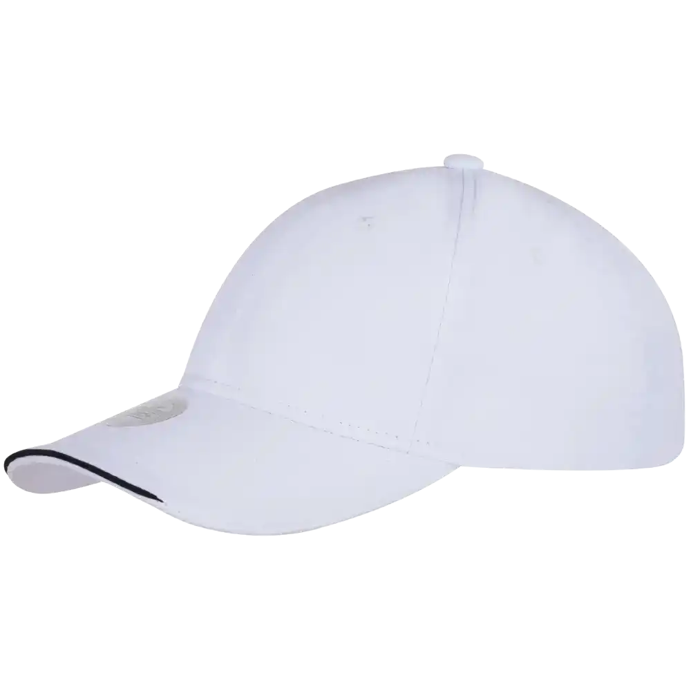 Valkoinen U.V. Protection lippis omalla logolla.