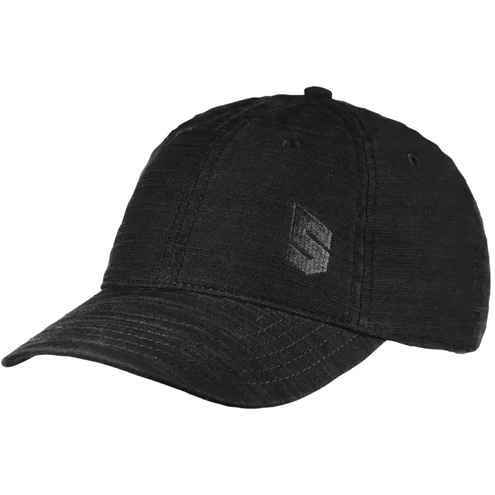 Washed Slub Dad Cap brodeerattu omalla logolla, väri Musta