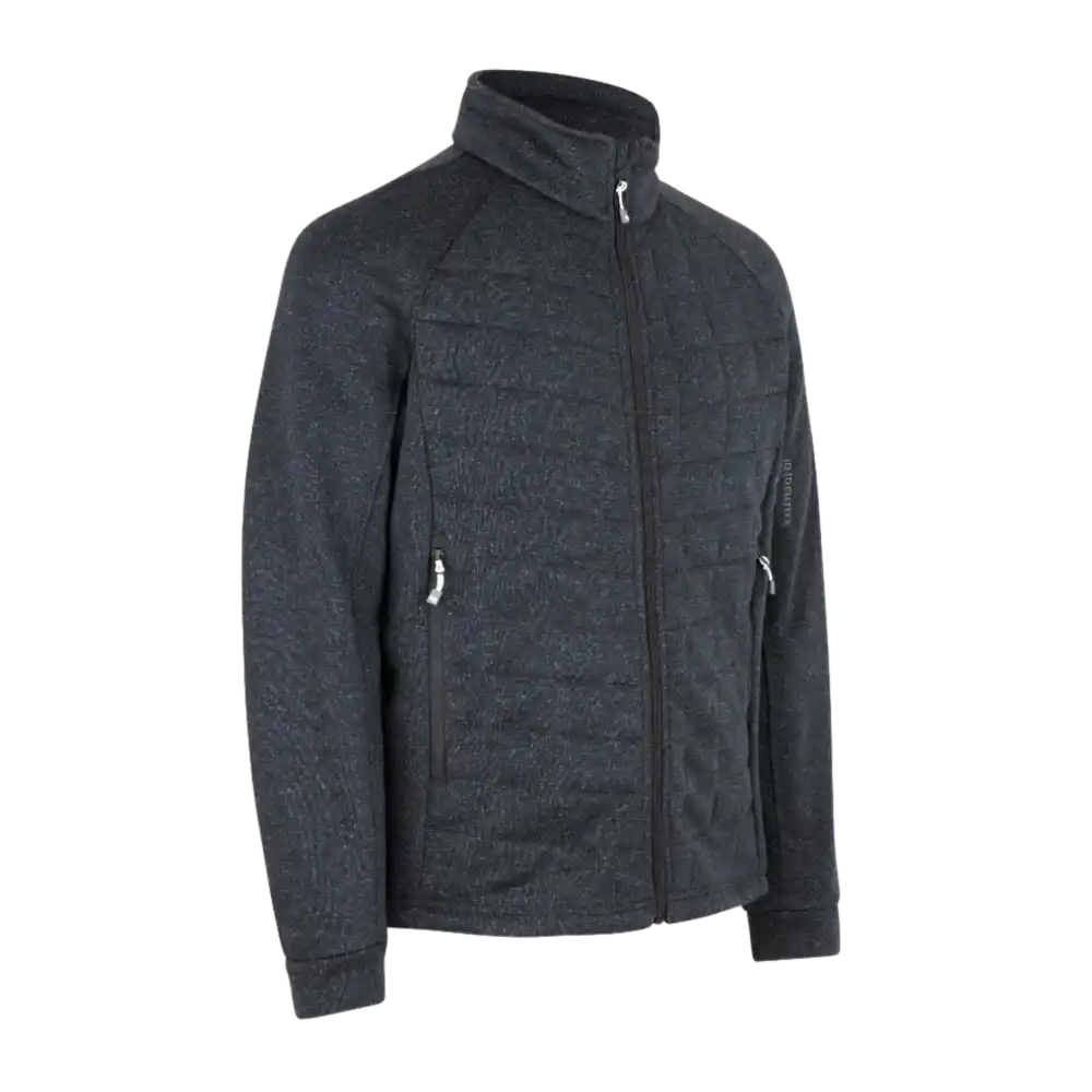 IDÂź Fleece Jacket 0826 anthracite melange â miesten tikattu fleecetakki omalla logolla
