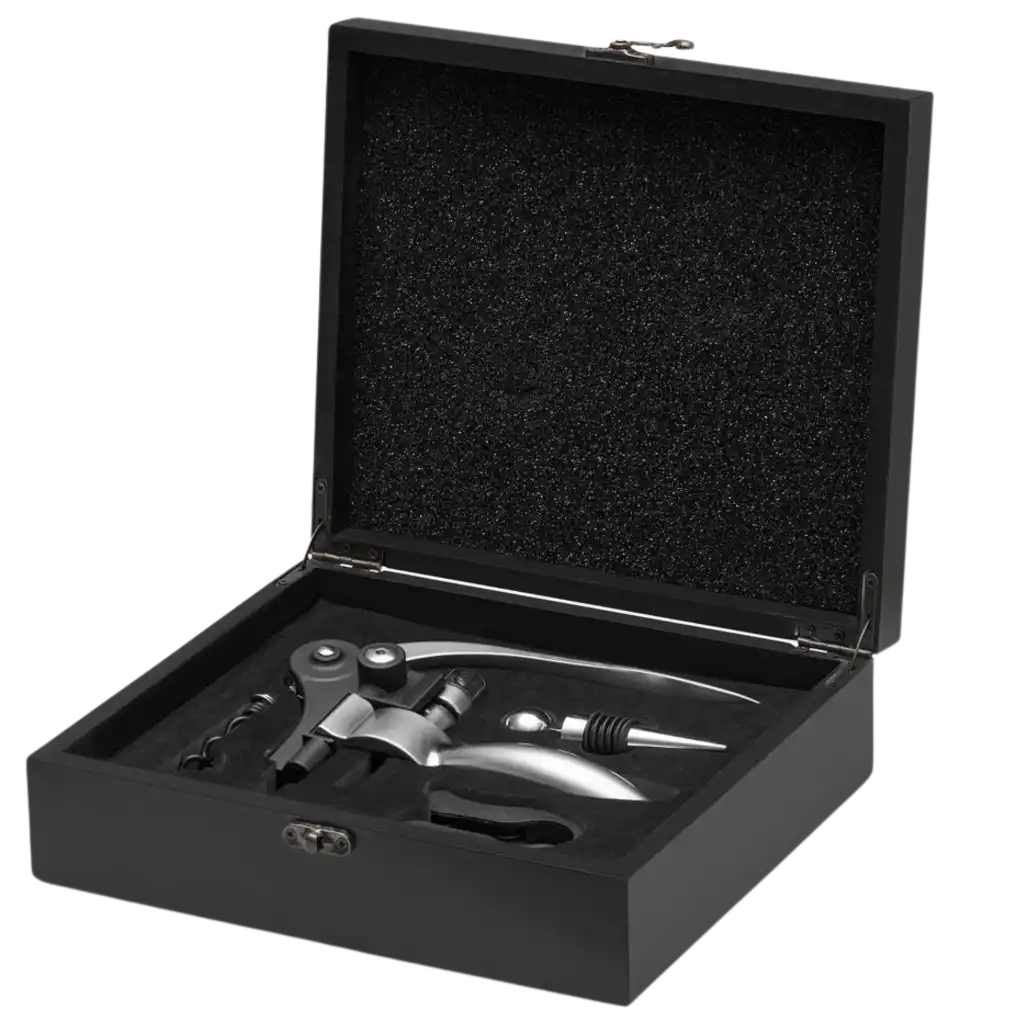 Viinipullon avaussetti puulaatikossa - Yritys joululahja - ZigiZagi