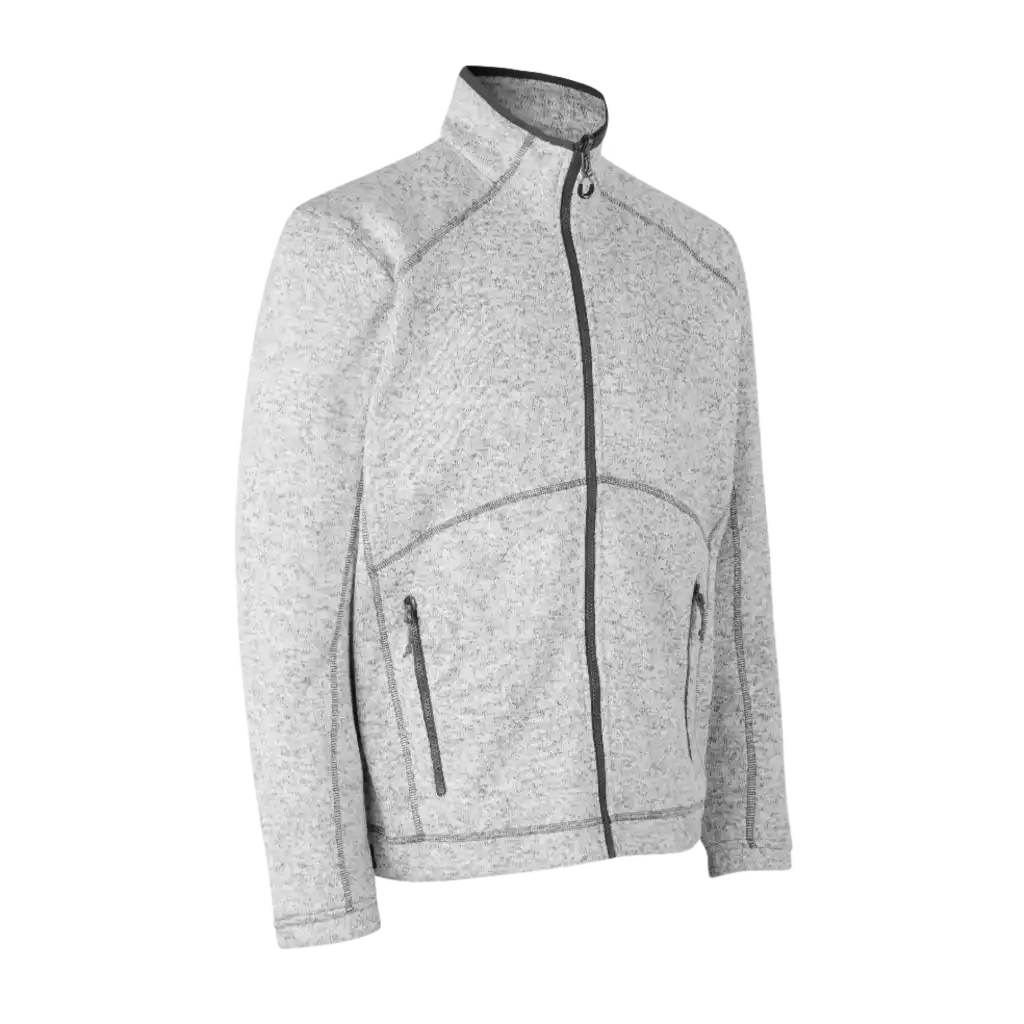 Laadukas ID® Zip-n-Mix fleece-takki Grey Melange – miesten fleece omalla logolla, OEKO-TEX®-sertifioitu työtakki.