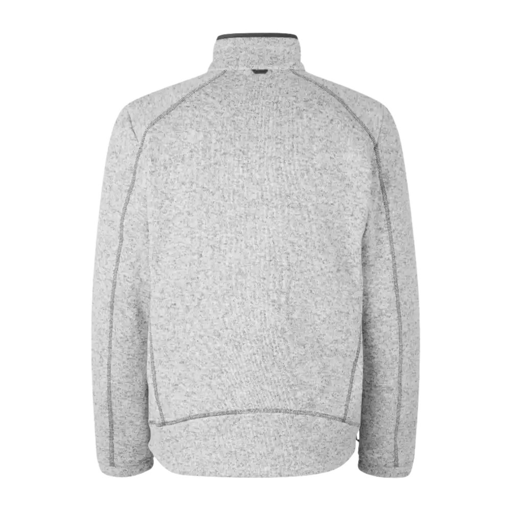 ID® Zip-n-Mix fleece-takki Grey Melange – takakuva näyttää pitkän selkäosan ja ergonomisen leikkauksen.