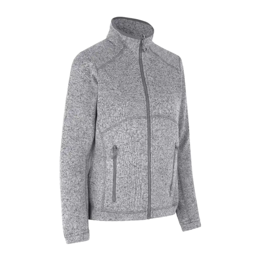Anthracite melange — naisten tumma antrasiitinharmaa melange-fleece yrityksen logolla, ID® Zip-n-Mix 0848