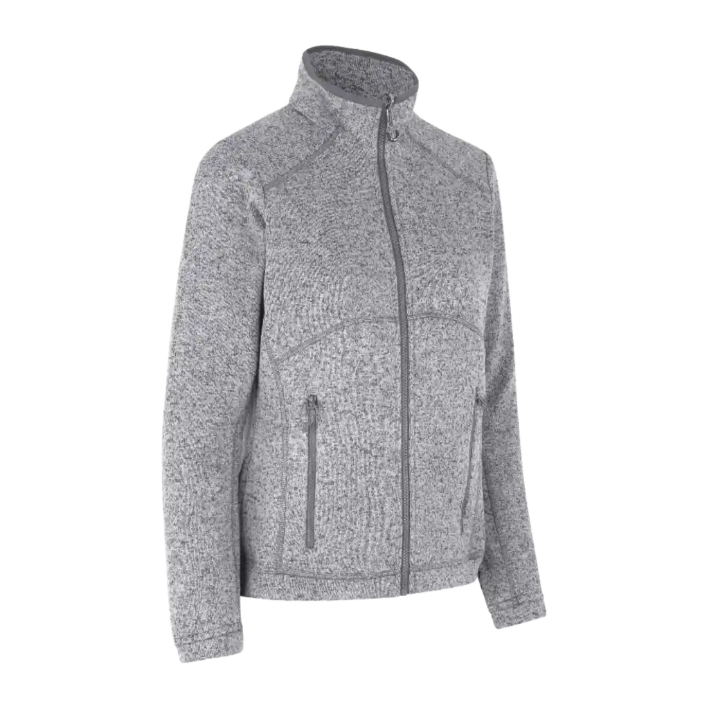 Anthracite melange — naisten tumma antrasiitinharmaa melange-fleece yrityksen logolla, ID® Zip-n-Mix 0848