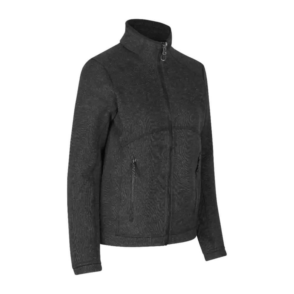 Charcoal melange — naisten tummanharmaa melange fleece-takki omalla brodeerauksella, ID® Zip-n-Mix 0848