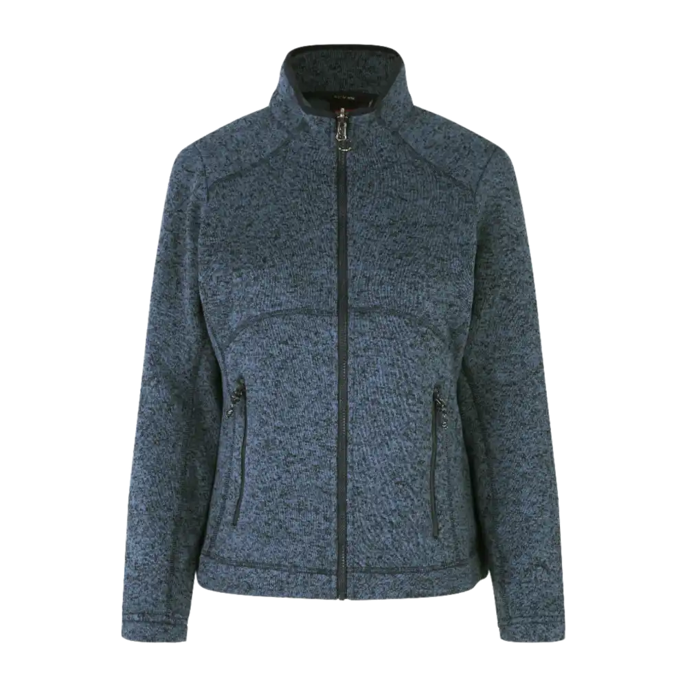 ID® Zip-n-Mix naisten fleece-takki navy melange – laadukas työfleece logolla edestä