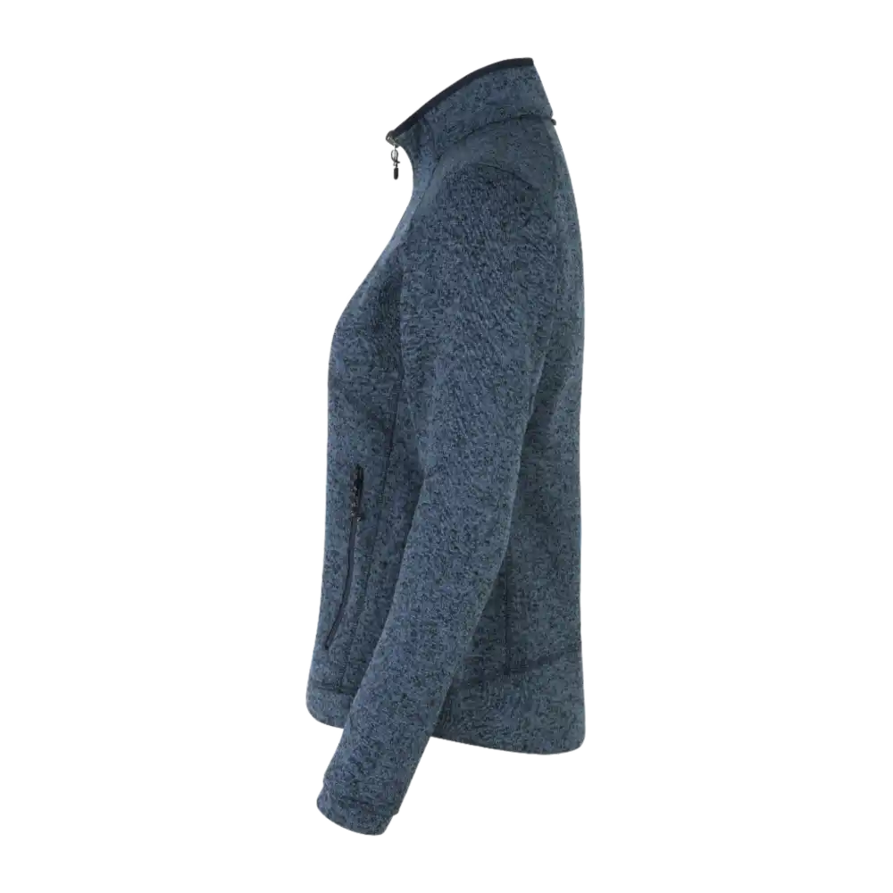ID® Zip-n-Mix fleece navy melange – sivuprofiili, naisten mitoitus ja vetoketjutaskut