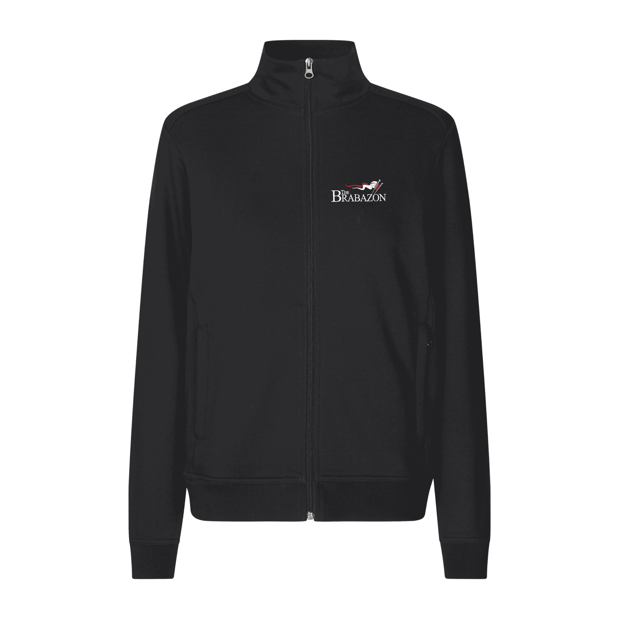 Musta PRO Wear CARE naisten työ college takki cardigan omalla logolla – Brodeerattu logo edessä.