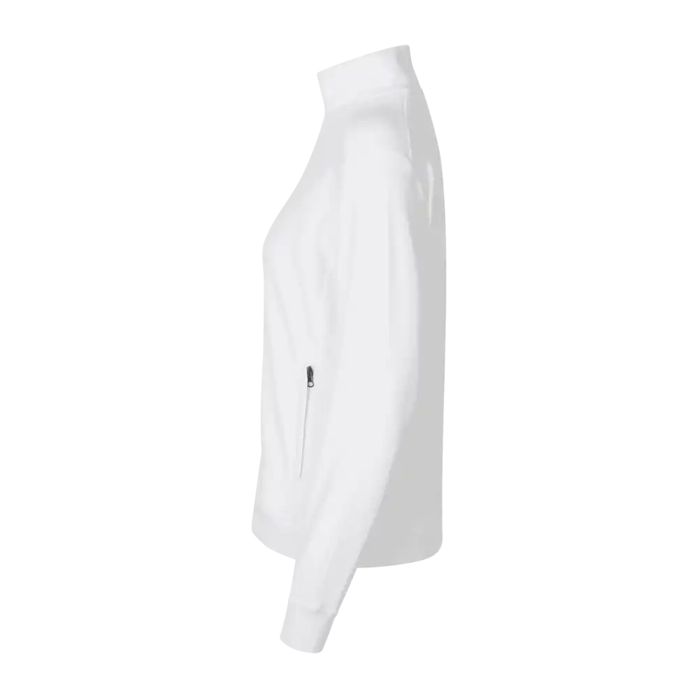 Valkoinen PRO Wear CARE naisten cardigan omalla logolla – sivukuva