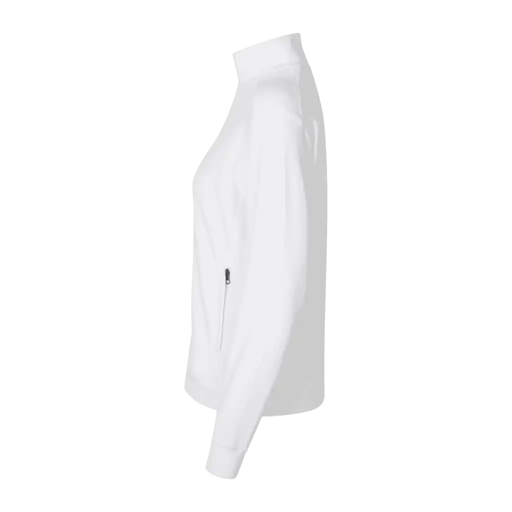 Valkoinen PRO Wear CARE naisten cardigan omalla logolla – sivukuva