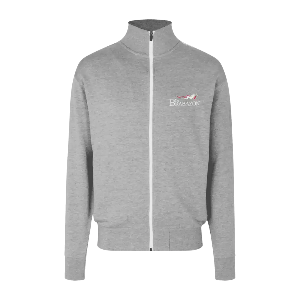 Grey melange collegetakki omalla logolla – brodeerattu logo (ID Sweat Cardigan Contrast)