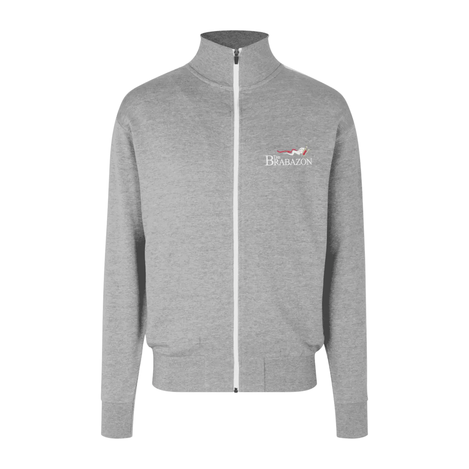 Naisten grey melange collegetakki omalla logolla â brodeerattu logo (ID Sweat Cardigan Contrast)