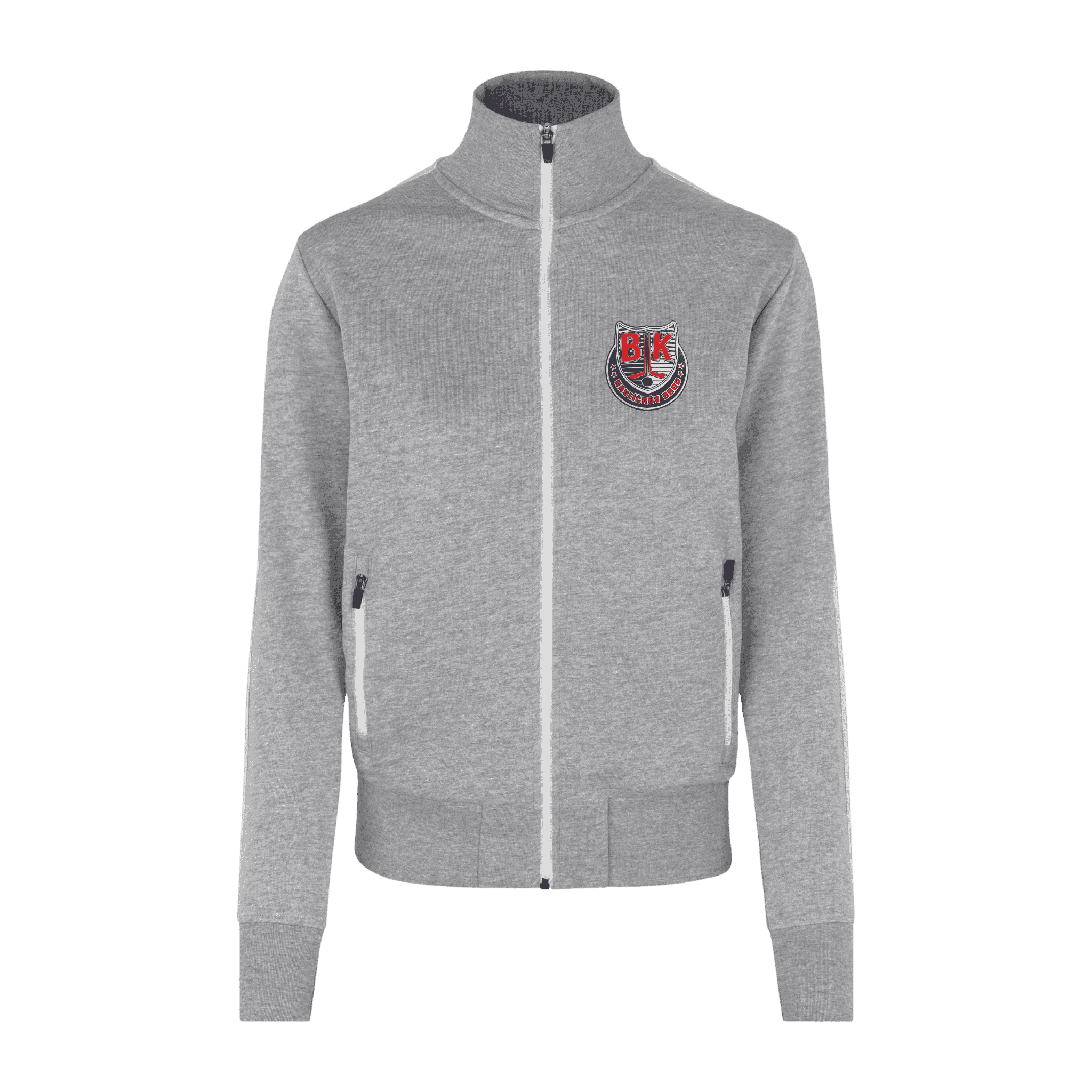 Grey melange naisten collegetakki omalla logolla – Water Transfer -painatus (ID Sweat Cardigan Contrast)