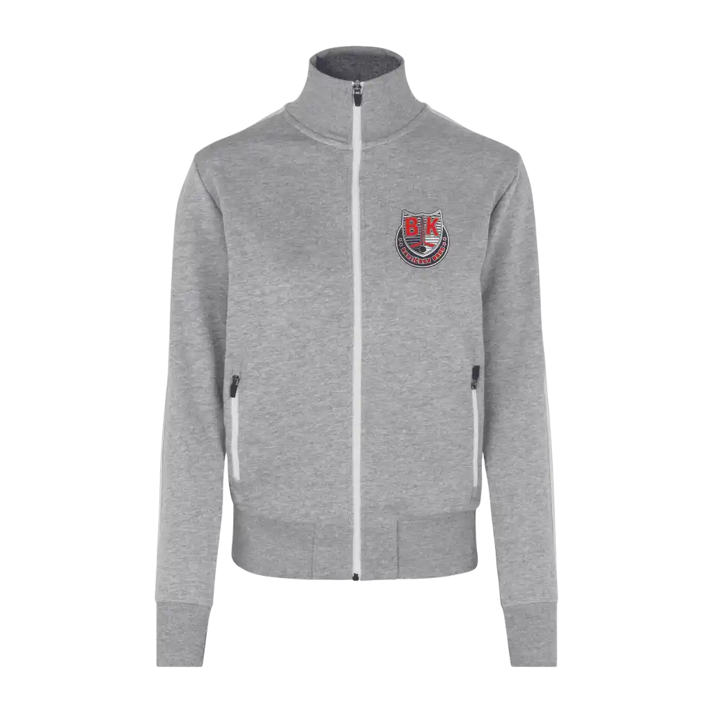 Grey melange naisten collegetakki omalla logolla – Water Transfer -painatus (ID Sweat Cardigan Contrast)