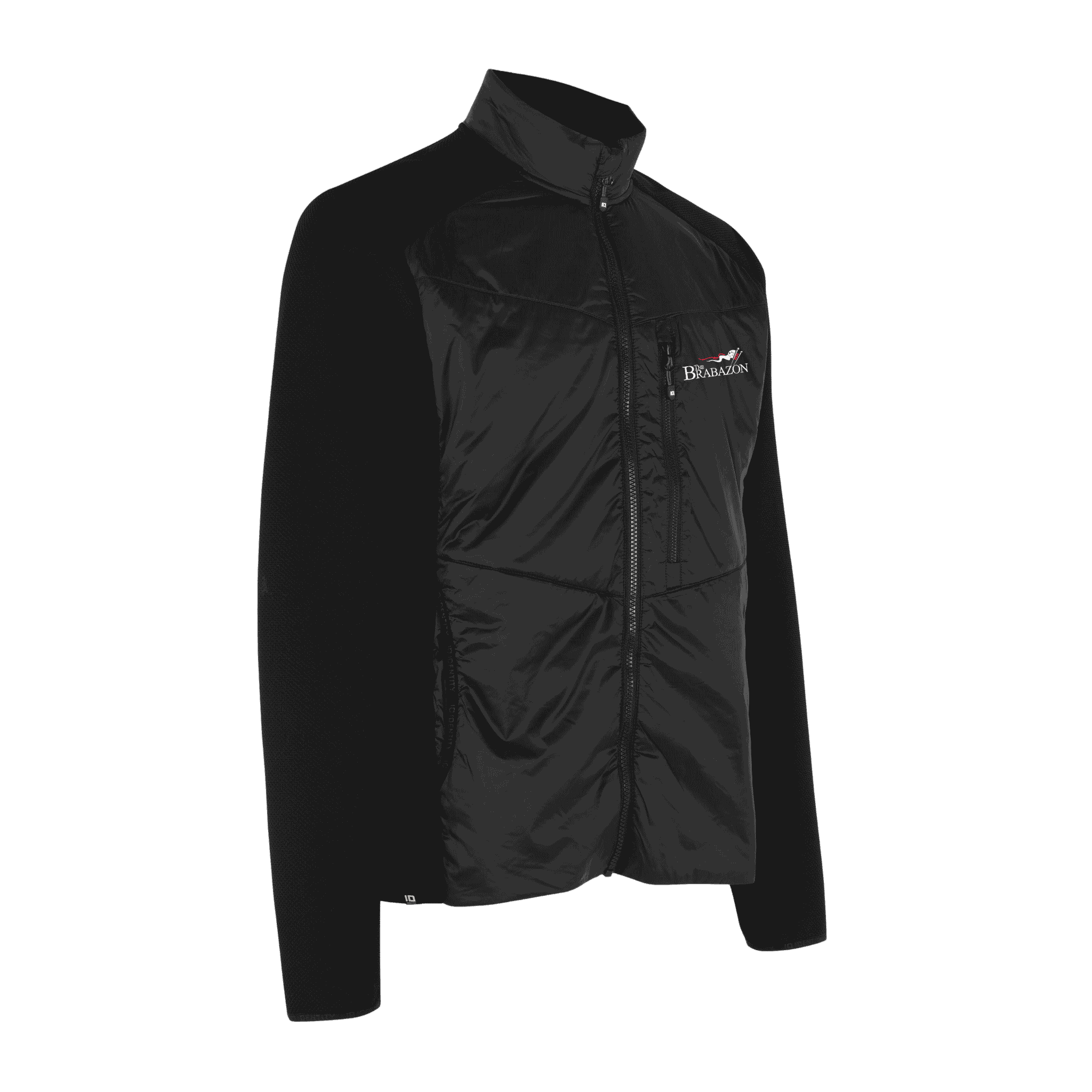 Musta Hybrid Jacket miehille – brodeerattu logo rinnassa